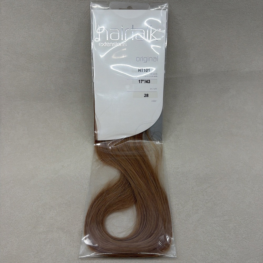 Hairtalk Hair Extensions Original Tape In 17" Light Brown #28 New Sealed Bag